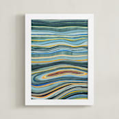 "Wishy Washy 1" - Art Print in Blue Aloe by Kelly Johnston - Framed