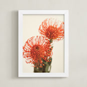 "Protea 2" - Art Print in tangerine by Kamala Nahas - Framed