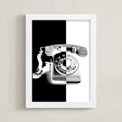 "Two-Tone Phone" - Art Print in Midnight Black by Jonathan Brooks - Framed