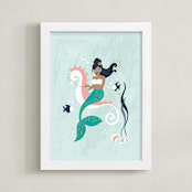 "la sirenetta" - Art Print in seafoam by peetie design - Framed