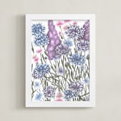 "Wildflowers Field" - Art Print in Cornflower Blue by Cecilia Battaini - Framed