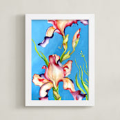 "Iris II, Colorful Floral" - Art Print in Sky Blue by Kathleen Ney - Framed