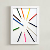 "Colored Pencils" - Art Print in Sky Blue by Jonathan Brooks - Framed