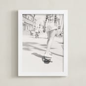 "Skater Girl" - Art Print in Black and White by Shawna Urban - Framed