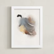 "California Quail" - Art Print in Neutral Grey by Christa Kimble - Framed