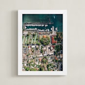 "Lahaina Harbor From Above" - Art Print in Emerald Green by Christian Florin - Framed