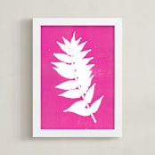 "Pink Leaf Print" - Art Print in Pink by Marta Crea - Framed