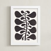 "Leafy Plant" - Art Print in Chalkboard Black by Alisa Galitsyna - Framed