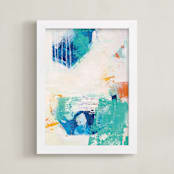 "Bent But Not Broken" - Art Print in Radiant Aqua by Stacy Kron - Framed