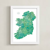 "Ireland - The Counties" - Art Print in Irish by Debb W - Framed