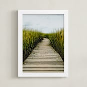 "Boardwalk + Seagrass" - Art Print in wood by Helen Makadia - Framed
