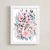 "Clara watercolor loose bouquet" - Art Print in Pastel colors by Rosana Laiz Blursbyai - Framed