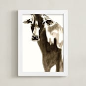 "The Gaze of the Cow" - Art Print in Sepia by Alaine Ball - Framed