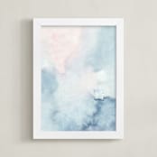 "Cumulus" - Art Print in Pink and Blue by Little Valley Studio - Framed