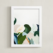 "Garden Botanical Abstract Art" - Art Print in green by Caryn Owen - Framed