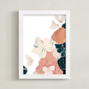 "Peach Abstract Botanical" - Art Print in Peach by Caryn Owen - Framed
