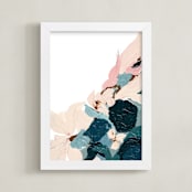 "Abstract Botanical Winter" - Art Print in Turquoise by Caryn Owen - Framed