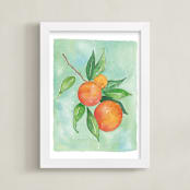 "Oranges" - Art Print in Tangerine Orange by Kelsey McNatt - Framed