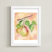 "Pears" - Art Print in peach by Kelsey McNatt - Framed