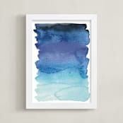 "Blue Ombre" - Art Print in Ocean Blue by Kelsey McNatt - Framed
