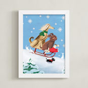 "Sleigh Rides" - Art Print in Blue Ice by Tracy Ann - Framed