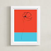 "Poppy in Water" - Art Print in Fire Orange by Skipper Designs - Framed