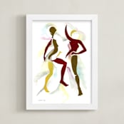 "Abstract Figure Collage, Movement VII" - Art Print in Wine by Kathleen Ney - Framed