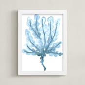 "Sea Botanicals II" - Art Print in Carolina Blue by Luz Alliati - Framed