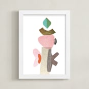 "organic totem" - Art Print in neutral pink by tina johnson - Framed