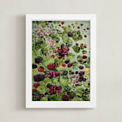 "Berries in the Wind" - Art Print in Berry Red by Janie Allen - Framed