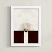 "The Golden Sunset" - Art Print in Blood Maroon by Faiza Khan - Framed