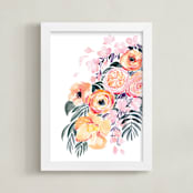 "Danette watercolor bouquet" - Art Print in Tropical rose gold by Rosana Laiz Blursbyai - Framed