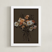 "Abstract Poppies" - Art Print in Moss Brown by CedarandGrey - Framed