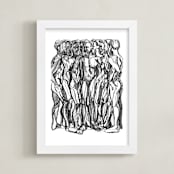 "Turn IV, Abstract Figurative Drawing" - Art Print in black by Kathleen Ney - Framed