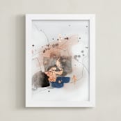 "Divide #5" - Art Print in glacial blue by Christine Olmstead - Framed