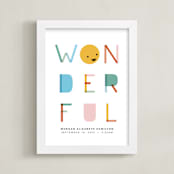 "All kinds of wonderful" - Personalized Art Print in Sherbet by Hudson meet Rose - Framed
