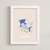 "Sharky cute" - Personalized Art Print in Blush by Tati Abaurre - Framed