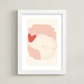 "Valentine Zoo Elephant" - Art Print in Pink by Lori Wemple - Framed