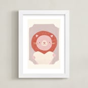 "Valentine Zoo Lion" - Art Print in Purple by Lori Wemple - Framed