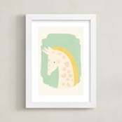 "Valentine Zoo Giraffe" - Art Print in Green by Lori Wemple - Framed