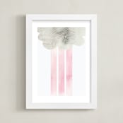 "Cloud and rain" - Art Print in Blushing Pink by Kanika Mathur - Framed