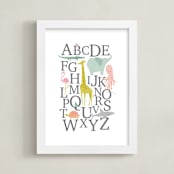 "Alphabet Animals" - Art Print in stone by Karidy Walker - Framed