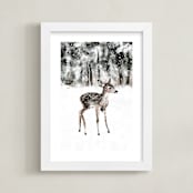 "winter baby deer" - Art Print in Charcoal Gray by Cass Loh - Framed