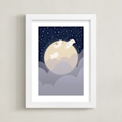 "What We Dream At Night" - Art Print in Midnight Blue by Carol Lin - Framed