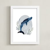 "In the Deep" - Art Print in Aqua by Oma N. Ramkhelawan - Framed