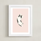 "Feline" - Art Print in Blush by Vivian Yiwing - Framed