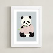 "Yum Yum Bamboo" - Art Print in Cloud by Cass Loh - Framed