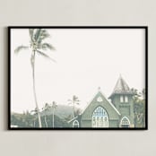 "Hawaiian Church" - Art Print in Tropical Green by Matthew Koehnemann - Framed