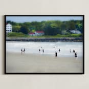 "August Beach Scene Capture" - Art Print in Summer Green by Andy Mars - Framed