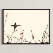 "Landing on Branches." - Art Print in Cream and Rust by Jennifer Alexander - Framed